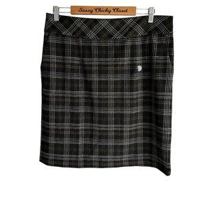 NWT ARCHITECT Black Brown Plaid Ladies Career Skirt, L